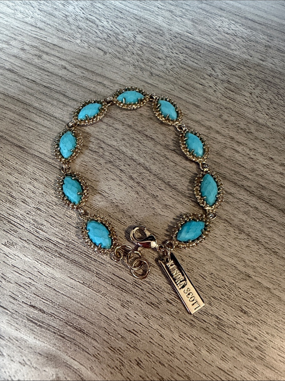 Kendra Scott Turquoise and Gold Oval Link Bracelet